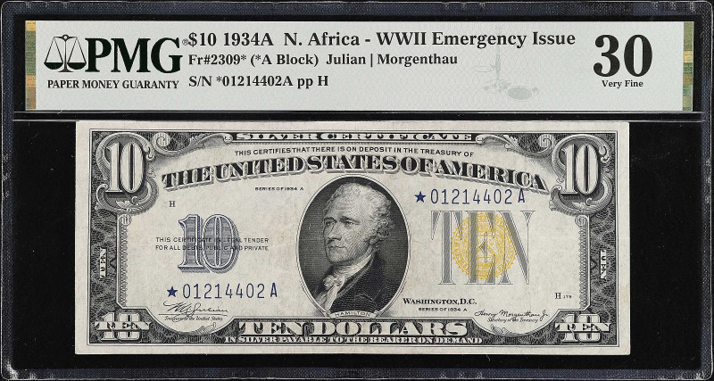 Fr. 2309*. 1934A $10 North Africa Emergency Star Note. PMG Very Fine 30.

A re...