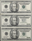 Lot of (3). Fr. 2083-F. 1996 $20 Federal Reserve Notes. Atlanta. Choice About Uncirculated. Offsets. Consecutive.

Estimate: $100 - 200