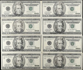 Lot of (8) 1996 $20 Federal Reserve Notes. Very Fine to Extremely Fine. Offsets.

Ink, blemishes.

Estimate: $300 - 500