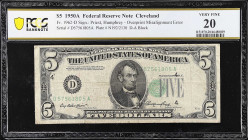 Fr. 1962-D. 1950A $5 Federal Reserve Note. Cleveland. PCGS Banknote Very Fine 20. Overprint Misalignment Error.

Estimate: $100 - 150