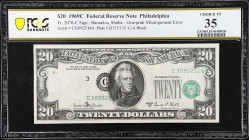 Fr. 2070-C. 1969C $20 Federal Reserve Note. Philadelphia. PCGS Banknote Choice Very Fine 35. Overprint Misalignment Error.

Shifted third print. PCG...