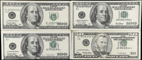 Lot of (4). Fr. 2126-F, 2175-B, 2175-L, & 2177-B. 1996 & 2001 $50 & $100 Federal Reserve Note. Very Fine to About Uncirculated. Shifted Third Printing...