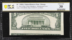 Fr. 1962-G. 1950A $5 Federal Reserve Note. Chicago. PCGS Banknote Very Fine 30. Misalignment Error.

Estimate: $200 - 300