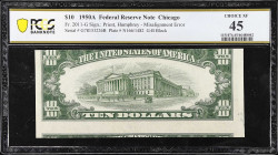 Fr. 2011-G. 1950A $10 Federal Reserve Note. Chicago. PCGS Banknote Choice Extremely Fine 45. Misalignment Error.

Estimate: $300 - 500