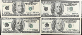 Lot of (4). Fr. 2175-B, 2175-D, & 2175-J. 1996 $100 Federal Reserve Notes. Very Fine to Extremely Fine. Misaligned Face.

Minor blemishes are notice...