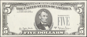 Fr. 1975-G. 1977A $5 Federal Reserve Note. Chicago. Choice Uncirculated. Overprint on Back Error.

The third print has erroneously been printed on t...