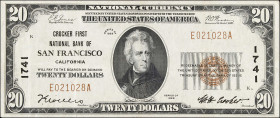 San Francisco, California. $20 1929 Ty. 1. Fr. 1802-1. Crocker First NB. Charter #1741. Very Fine.

From the Estate of Graydon Lee Cook.

Estimate...