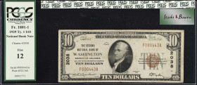 Washington, District of Columbia. $10 1929 Ty. 1. Fr. 1801-1. The Second NB. Charter #2038. PCGS Currency Fine 12.

From the Estate of Graydon Lee C...