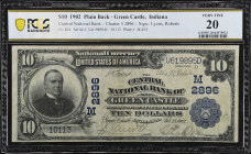 Green Castle, Indiana. $10 1902. Fr. 624. The Central NB. Charter #2896. PCGS Banknote Very Fine 20.

From the Estate of Graydon Lee Cook.

Estima...