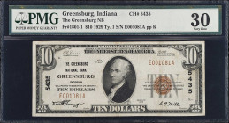 Greensburg, Indiana. $10 1929 Ty. 1. Fr. 1801-1. The Greensburg NB. Charter #5435. PMG Very Fine 30.

From the Estate of Graydon Lee Cook.

Estima...