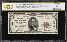 Indianapolis, Indiana. $5 1929 Ty. 1. Fr. 1800-1. The Fletcher American NB. Charter #9829. PCGS Banknote Choice Very Fine 35.

From the Estate of Gr...