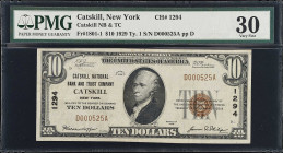 Catskill, New York. 1929 Ty. 1 $10 Fr. 1801-1. Catskill NB & TC. Charter #1294. PMG Very Fine 30.

From the Estate of Graydon Lee Cook.

Estimate:...