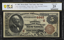 New York, New York. 1882 Brown Back $5 Fr. 472. The Liberty NB. Charter #4645. PCGS Banknote Very Fine 25.

A popular denomination to acquire from t...