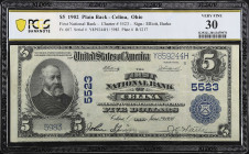 Celina, Ohio. $5 1902 Plain Back. Fr. 607. The First NB. Charter #5523. PCGS Banknote Very Fine 30.

PCGS Banknote comments "Ink Marks".

From the...