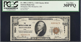 Montpelier, Ohio. $10 1929 Ty. 1. Fr. 1801-1. Montpelier NB. Charter #5341. PCGS Currency Very Fine 30 PPQ.

From the Estate of Graydon Lee Cook.
...