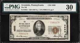 Avondale, Pennsylvania. $20 1929 Ty. 1. Fr. 1802-1. The NB. Charter #4560. PMG Very Fine 30.

From the Estate of Graydon Lee Cook.

Estimate: $80 ...