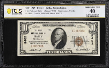 Bally, Pennsylvania. $10 1929 Ty. 1. Fr. 1801-1. The First NB. Charter #9402. PCGS Banknote Extremely Fine 40.

A tightly held onto charter, as evid...