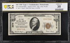 Conshohocken, Pennsylvania. $10 1929 Ty. 1. Fr. 1801-1. The First NB. Charter #2078. PCGS Banknote Choice Very Fine 35.

From the Estate of Graydon ...