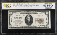 Forest City, Pennsylvania. $20 1929 Ty. 1. Fr. 1802-1. The First NB. Charter #5518. PCGS Banknote Uncirculated 62 PPQ.

From the Estate of Graydon L...