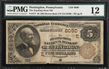 Huntingdon, Pennsylvania. $5 1882 Brown Back. Fr. 477. The Standing Stone NB. Charter #6090. PMG Fine 12.

PMG comments "Rust".

From the Estate o...