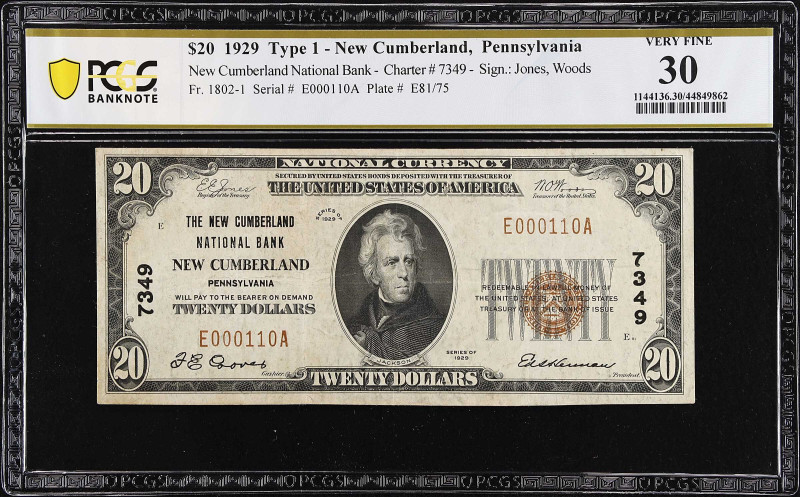 New Cumberland, Pennsylvania. $20 1929 Ty. 1. Fr. 1802-1. The New Cumberland NB....