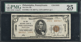 Philadelphia, Pennsylvania. $5 1929 Ty. 2. Fr. 1800-2. The Erie NB. Charter #13032. PMG Very Fine 25.

From the Estate of Graydon Lee Cook.

Estim...