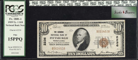 Pittsburgh, Pennsylvania. $10 1929. Fr. 1801-1. The Diamond NB. Charter #2236. PCGS Currency Fine 15 PPQ.

From the Estate of Graydon Lee Cook.

E...