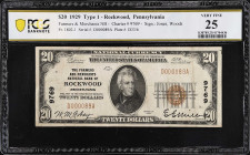 Rockwood, Pennsylvania. $20 1929 Ty. 1. Fr. 1802-1. The Farmers & Merchants NB. Charter #9769. PCGS Banknote Very Fine 25.

Just a dozen small size ...