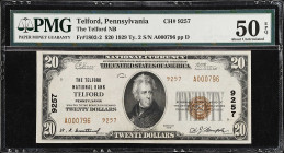 Telford, Pennsylvania. $20 1929 Ty. 2. Fr. 1802-2. The Telford NB. Charter #9257. PMG About Uncirculated 50 EPQ.

From the Estate of Graydon Lee Coo...