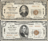 Lot of (2) Pennsylvania Nationals. $5 & $20 1929 Ty. 1 & Ty. 2. Fr. 1800-2 & 1802-1. Charter #6193 & 11865. Fine & Very Fine.

From the Estate of Gr...