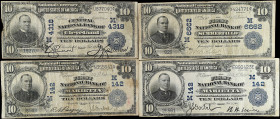 Lot of (4) Mixed Nationals. $10 1902 Plain Back & Date Back. Fr. 616, 619, & 624. Fine to Very Fine.

A mix of four Ohio National Bank Notes. Some m...