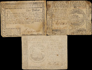 Lot of (3) Mixed Currency. 1776-80. $1, $4, & $50. Very Good to Fine.

Some minor stains are seen on this Trio of Continental and Colonial notes.
...