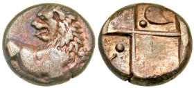 "Thrace, Cherronesos. Ca. 386-338 B.C. AR hemidrachm (12.3 mm, 2.21 g). Forepart of lion right, head turned back / Quadripartite incuse square with al...
