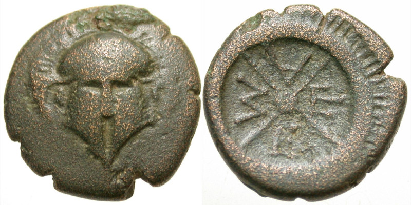 "Thrace, Mesembria. 4th century B.C. AE 16 (16 mm, 2.87 g). Crested Corinthian h...