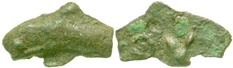 "Skythia, Olbia. Ca. 525-350 B.C. AE cast dolphin (18.8 mm, 1.37 g). ΘY. Anokhin...