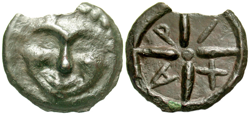 "Sarmatia, Olbia. Ca. 437-410 B.C. AE cast as (36.1 mm, 12.18 g, 6 h). Facing go...