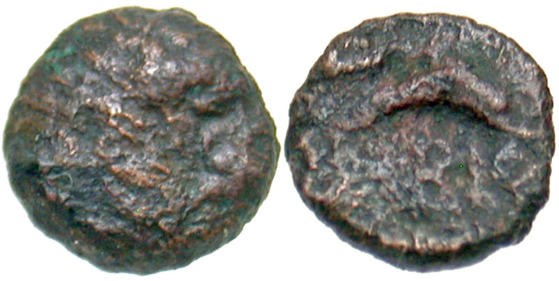 "Sarmatia, Olbia. 350-320 B.C. AE 7 (7.3 mm, .45 g). Rare. Head of Demeter left,...