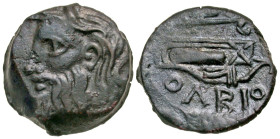 "Skythia, Olbia. civic issue. 260-250 B.C. AE 22 (22 mm, 9.69 g, 9 h). Bearded head of river-god Borysthenes left / OΛBIO, ethnic beneath uncertain mo...