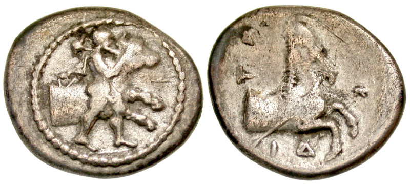 "Thessaly, Trikka. 440-400 B.C. AR hemidrachm (16.9 mm, 2.74 g, 11 h). Naked The...