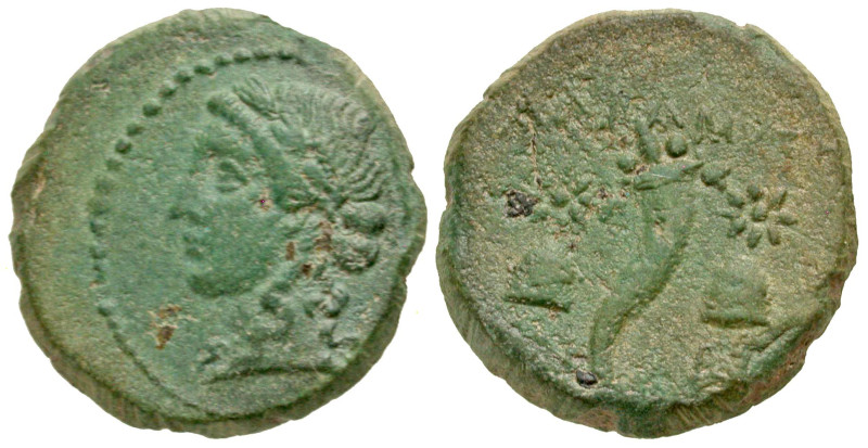 "Mysia, Adramytion. 2nd century B.C. AE 20 (19.8 mm, 6.19 g, 12 h). Laureate Apo...