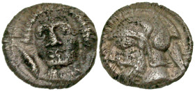 "Cilicia, Tarsus. Pharnabazos or Datames. Circa 380-361/0 B.C. AR obol (8.4 mm, .70 g, 2 h). Head of Arethusa facing slightly left; fish to either sid...