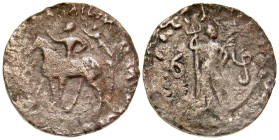 "Indo-Parthian. Gondophares I. BI tetradrachm (22.5 mm, 7.62 g, 10 h). Ca. A.D. 20-60. King on horseback left; Nike flying above crowning him; to left...