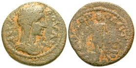 "Caria, Trapezopolis. First half of second century A.D AE 22 (22.3 mm, 5.29 g, 6 h). ΙЄΡΑ ΒΟVΛΗ, laureate, veiled, and draped bust of Boule right / ΤΡ...