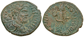 "Pisidia, Antiochia. Septimius Severus. A.D. 193-211. AE 24 (23.8 mm, 5.23 g, 6 h). Struck ca. A.D. 202. IMP CAES L SEP SEV PERT, laureate, draped and...
