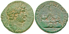 "Cappadocia, Caesarea. Hadrian. A.D. 117-138. AE 24 as (24.2 mm, 9.07 g, 11 h). [AYTO KAIC TPAI AΔPIANOC CEBACTOC] (or similar, mostly off-flan), laur...