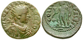 "Phoenicia, Berytus. Gordian III. A.D. 238-244. AE 22 (22.5 mm, 8.45 g, 12 h). IMP GORDIANVS AVG COS II, raditate, draped, and cuirassed bust right / ...
