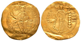 "Alexius I Comnenus. 1081-1118. AV Hyperpyron (30.4 mm, 4.07 g, 6 h). Constantinople mint. Christ seated facing, nimbate, raising right hand in benedi...