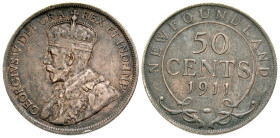 "Canada, Newfoundland. George V. 1910-1936. AR 50 cents. 1911. KM 524. EF, toned. "
