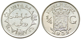 "Netherlands East Indies. AR 1/4 gulden. Utrecht Mint, 1939. KM 312. UNC. "