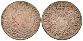"Poland. John II Casimir Vasa. 1649-1668. AR 6 groschen (24.9 mm, 3.01 g, 10 h). 1667. Crowned bust right / Crowned coat of arms. KM 91. F/aVF. "